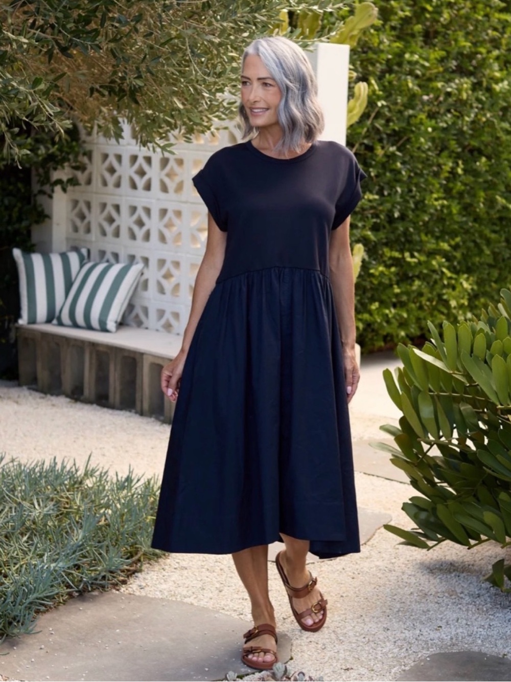 Maye Greta French Navy Midi Dress
